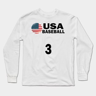 USA Baseball Number 3 T-shirt Design Long Sleeve T-Shirt